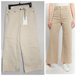 NWT Oat High Rise Wide Leg Crop Cream Beige Jeans Size 6 Stretch Denim